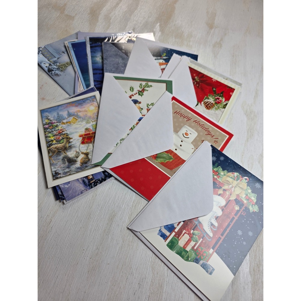 Assorted Christmas Holiday Greeting Cards Lot Vintage Style Cottagecore 20 plus